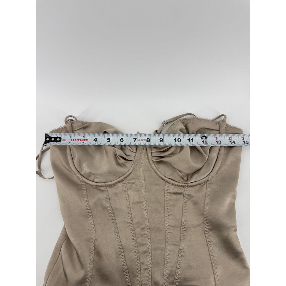 House of CB Chantal Satin Corset Crop Top - Size Small Plus Cup - Sand - Picture 7 of 8